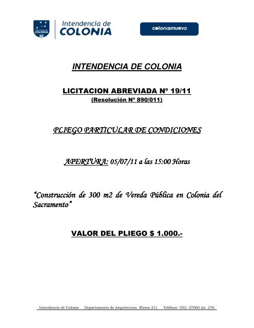 pliego - Intendencia de Colonia