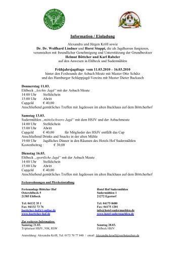 Information/Anmeldung - Hamburger Schleppjagd-Verein eV - HSJV
