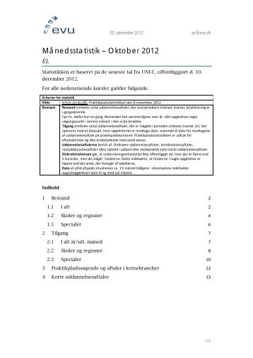Månedsstatistik – Oktober 2012 - EVU