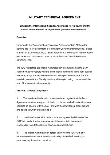 MILITARY TECHNICAL AGREEMENT - Private Security Monitor