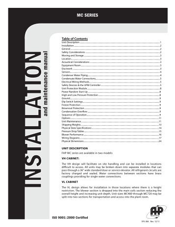 Installation Manual_MC - FHP Manufacturing