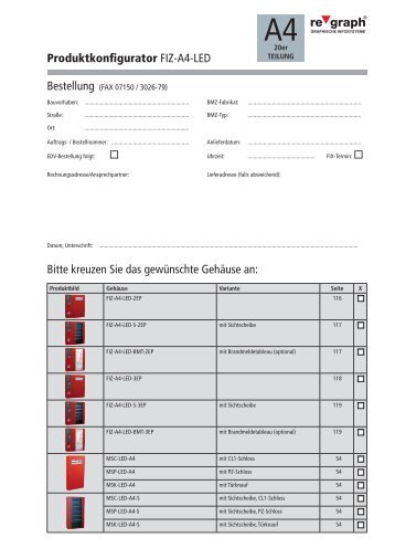 Produktkonfigurator FIZ-A4-LED Bitte kreuzen Sie das gewünschte ...