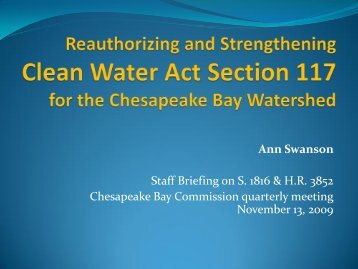 Clean Water Act Section 117 - Chesapeake Bay Commission
