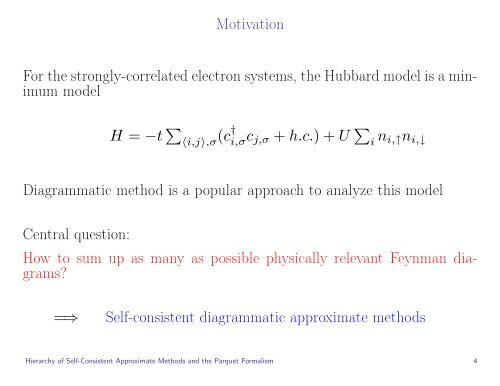 Hierarchy of Self-Consistent Approximate Methods and the Parquet ...