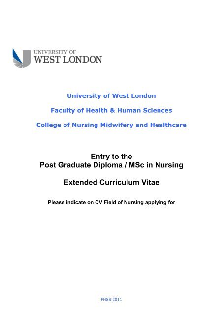 Entry to the Post Graduate Diploma / MSc in Nursing Extended ...