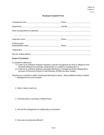 employee complaint form