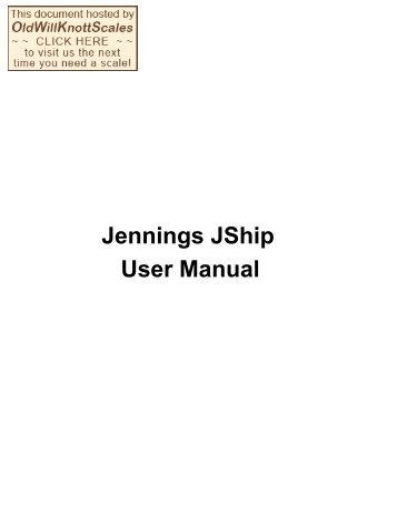 Jennings JShip User Manual - Scale Manuals