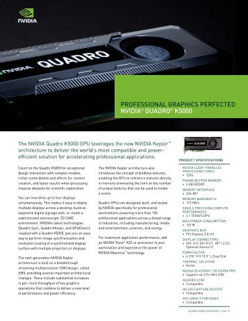 NVIDIA Quadro K5000 Datasheet - PNY