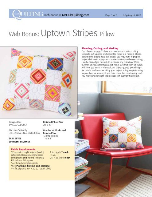 Free Pattern For A Cute Coordinating Quilted Pillow Mccalls Quilting