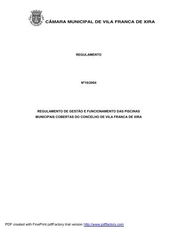 Regulamento de GestÃ£o e Funcionamento das Piscinas Municipais