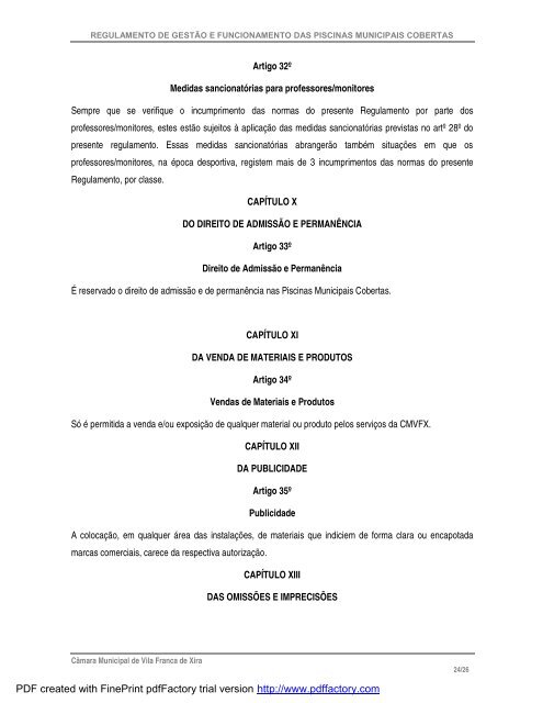 Regulamento de GestÃ£o e Funcionamento das Piscinas Municipais