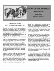 HOA Newsletter Jan 2012 - Horse of the Americas