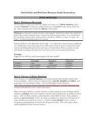 Find an Article: Worksheet