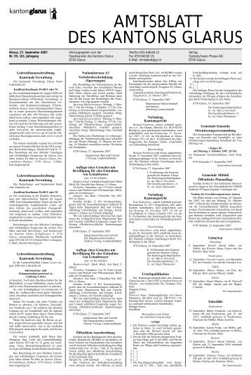 Amtsblatt des Kantons Glarus, 27.9.07 - glarus24.ch