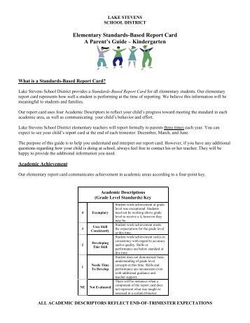 Elementary Standards-Based Report Card A Parent's Guide ...