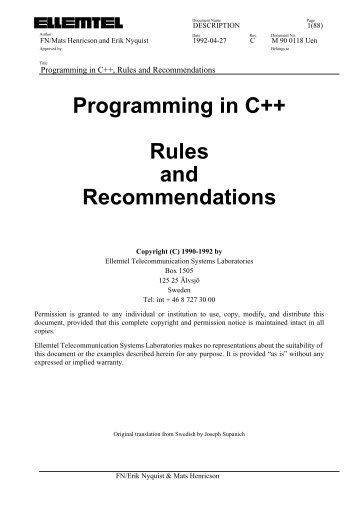 Programming in C++ Rules and Recommendations - Literate ...