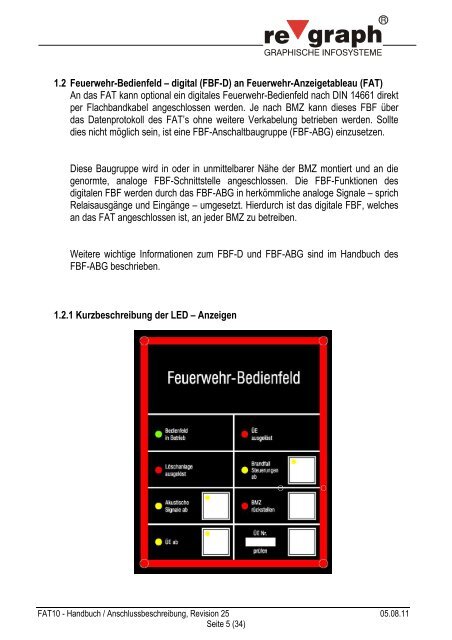 Feuerwehr-Anzeigetableau (FAT) nach DIN 14662 ... - regraph GmbH