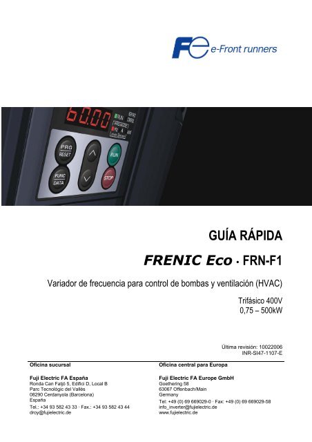 GUÃA RÃPIDA FRENIC Eco . FRN-F1 - Disinel