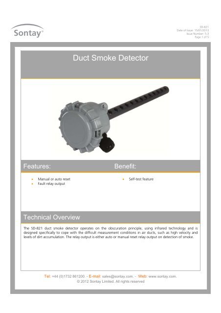 Duct Smoke Detector - Sontay