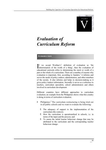 Evaluation of Curriculum Reform