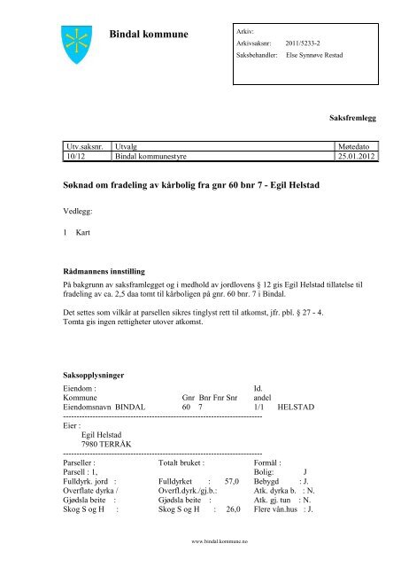 25. januar - Bindal kommune