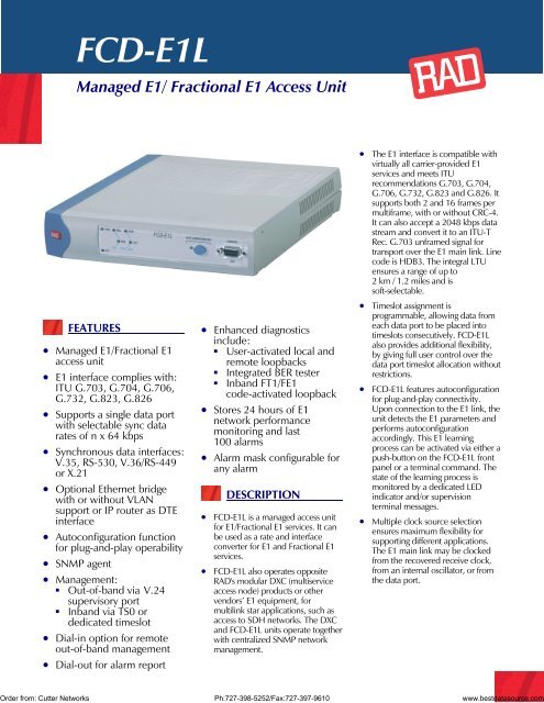 RAD FCD-E1L pdf data sheet - Cutter Networks