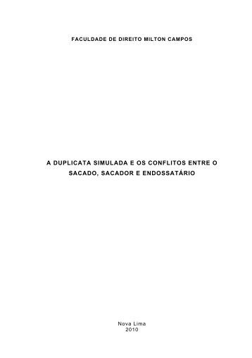 a duplicata simulada e os conflitos entre o sacado ... - Milton Campos