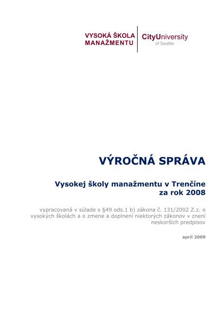 Rok 2008 - VysokÃ¡ Å¡kola manaÅ¾mentu