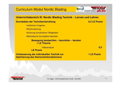 DSV Curriculum Nordic Blading - Deutscher Skiverband