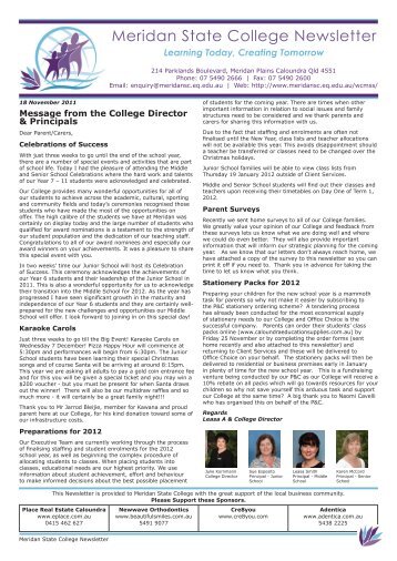 Newsletter-2011-11-18 - Meridan State College