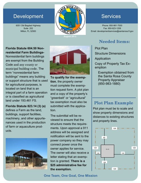 Agricultural Farm Building Exemption - Santa Rosa County