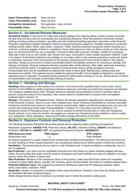 Descale It - MSDS - CYNDAN Chemicals