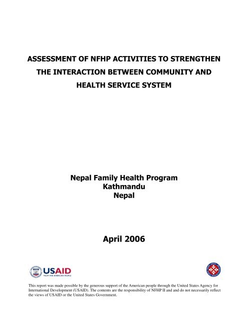 Assessment of NFHP Activities to Strengthen the Interaction ...