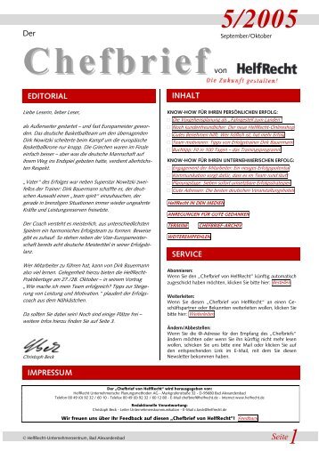 Ausgabe 5/2005 - HelfRecht Unternehmerzentrum