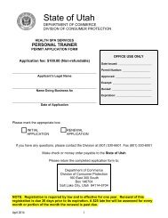 Personal Trainer Application Form - Utah Division of Consumer ...