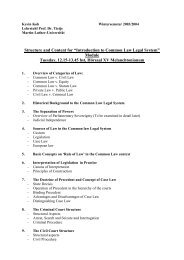 Overview of Categories of Law: - Lehrstuhl Prof. Dr. Tietje