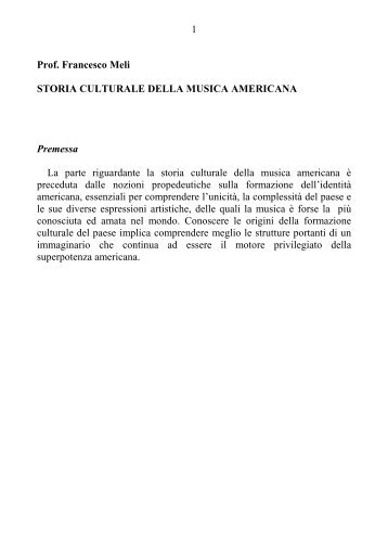 STORIA CULTURALE DELLA MUSICA AMERICANA - Paola Carbone