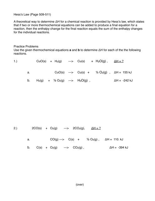 Hess's Law Practice