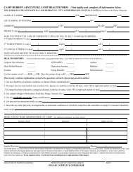 CAMP HEBRON ADVENTURE CAMP HEALTH FORM Print legibly ...