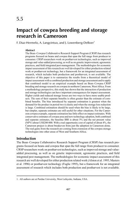 Impact of cowpea breeding and storage research in Cameroon - IITA