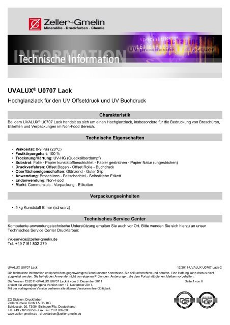 UVALUXÃ‚Â® U0707 Lack - Zeller+Gmelin GmbH