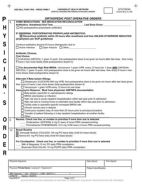 CHN4101 Orthopedic Surgery Post Operative.pdf - Carondelet