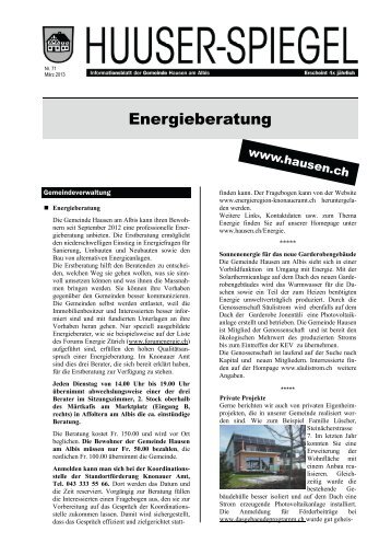 Mai 2013 [PDF, 1.00 MB] - Gemeinde Hausen am Albis
