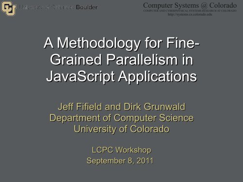 A Methodology for Fine- Grained Parallelism in JavaScript ...