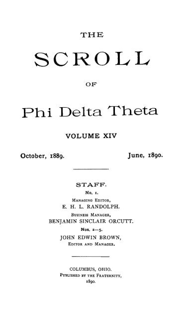 1889 Volume 14 No 1–5 - Phi Delta Theta Scroll Archive