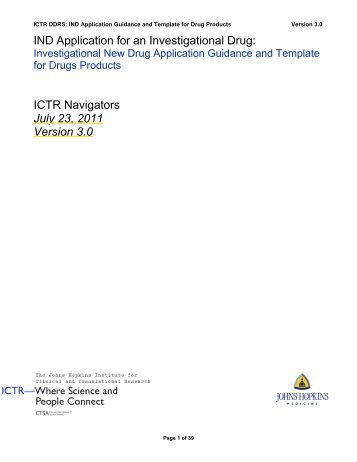 IND Application Guidance and Template for Drug Products