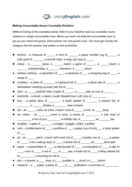 Making Uncountable Nouns Countable