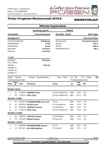Tiroler Firngleiter-Meisterschaft 2010-S ... - WSV FÃ¼gen