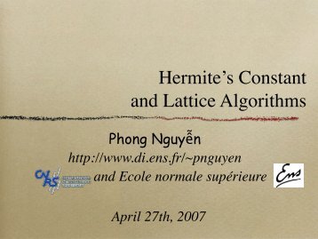 Hermite's Constant and Lattice Algorithms