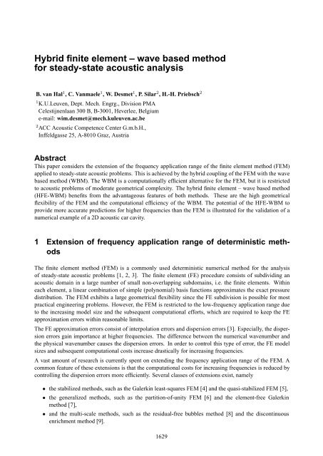 Hybrid finite element -- wave based method for steady-state acoustic ...